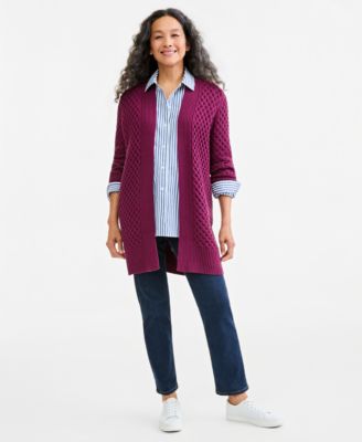 Women's Open Front Stitch Cardigan Sweater
