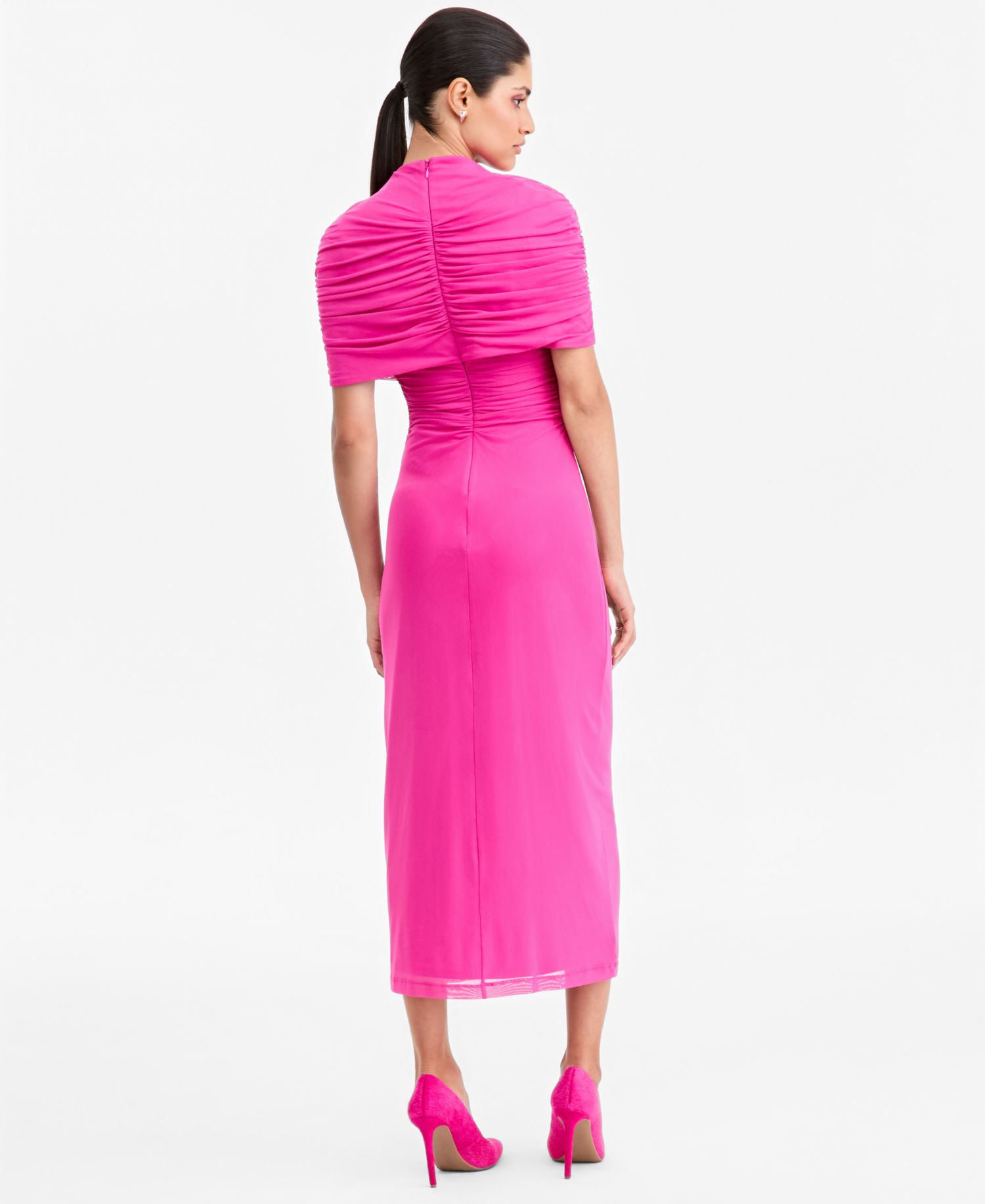 Women's Mock-Neck Midi Shrug Cape Dress