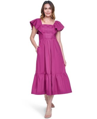 Women's Flutter-Sleeve Midi Dress
