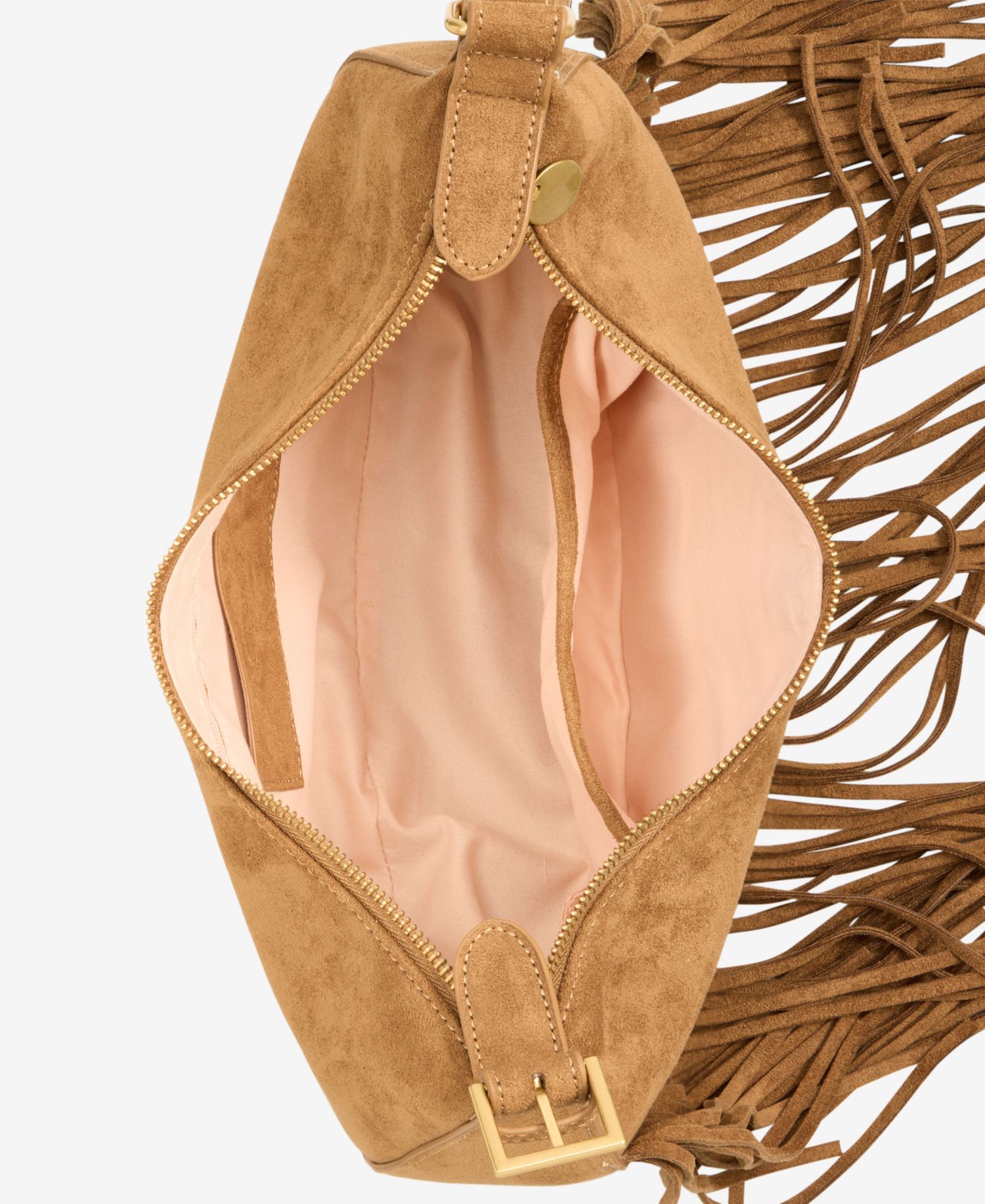 Fringed Faux-Suede Hobo Bag