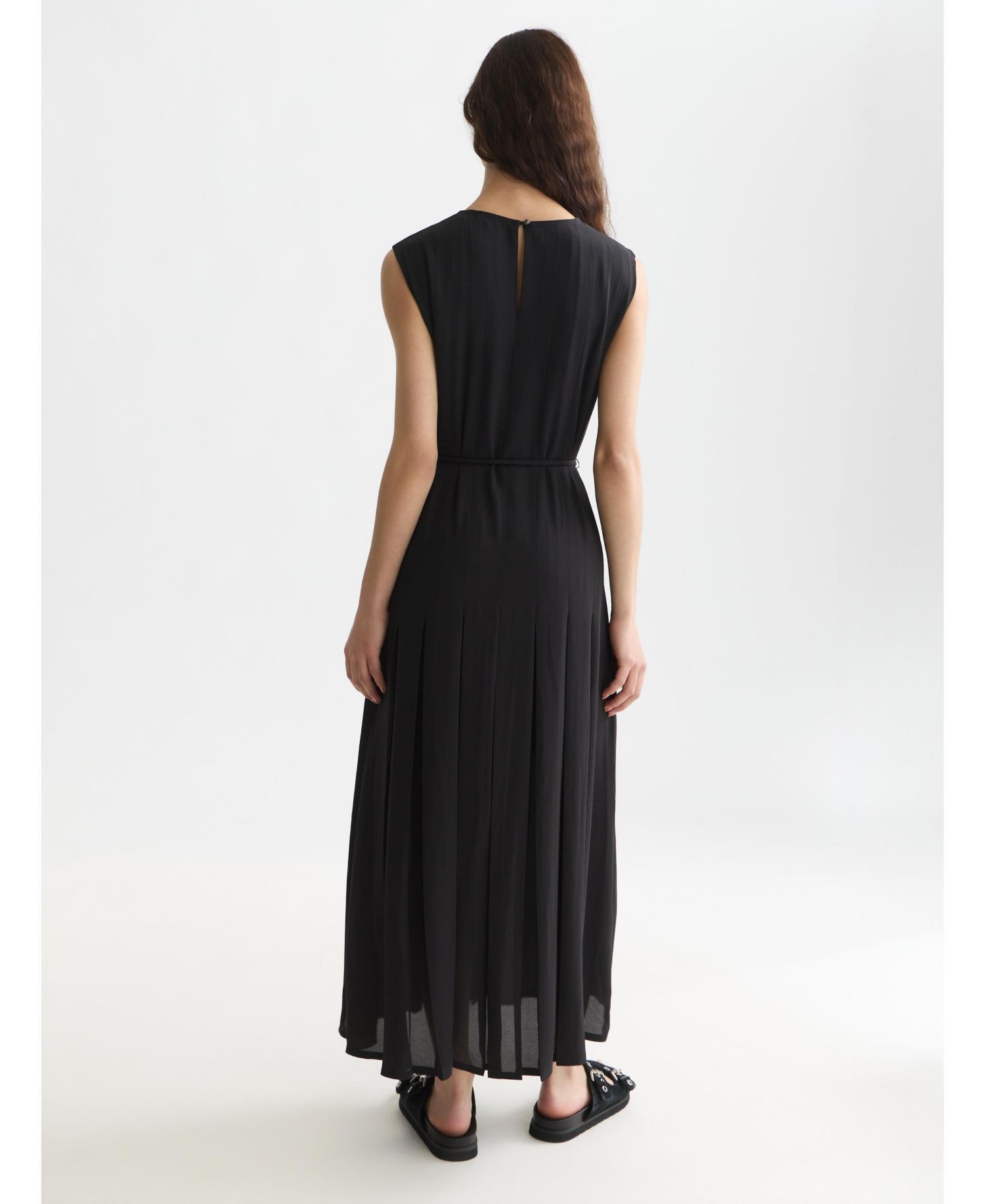Women's Dresses Pleated Ankle Length Dress, Meteorite