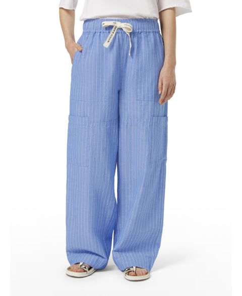 Женские брюки SCOTCH & SODA Noa High-Rise Wide-Leg Pull On Cargo, цвет: Синий / Белый