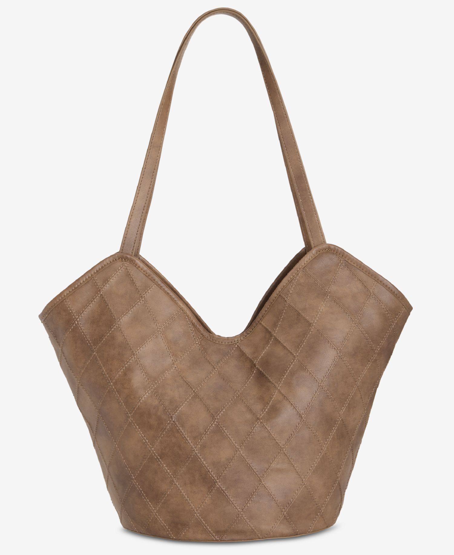 Diamond Quilted V-Shaped Tote Bag