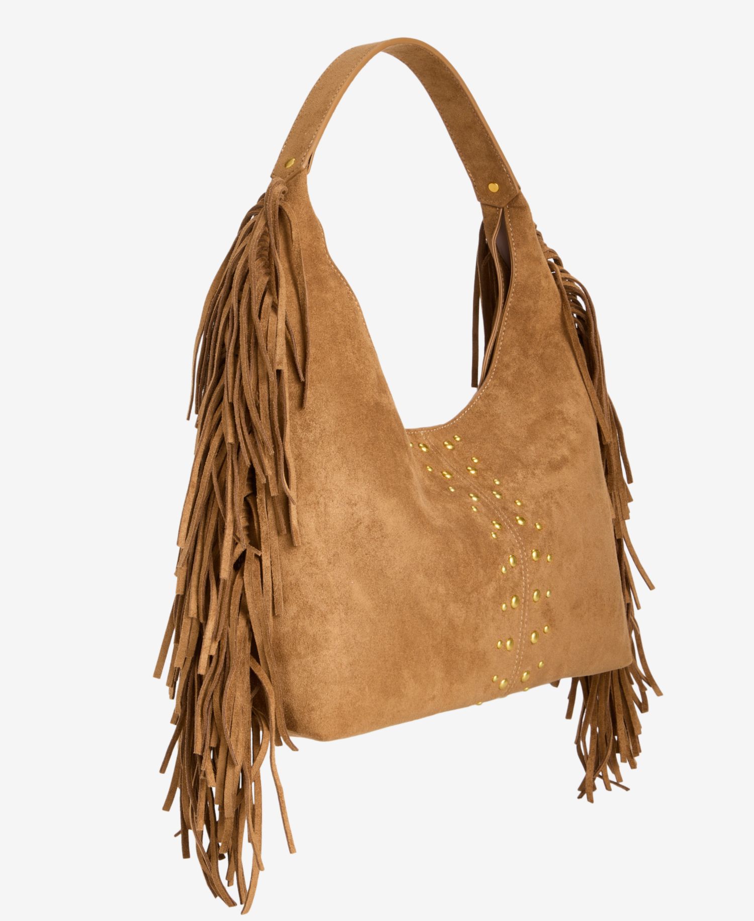 Fringed Faux-Suede Hobo Bag