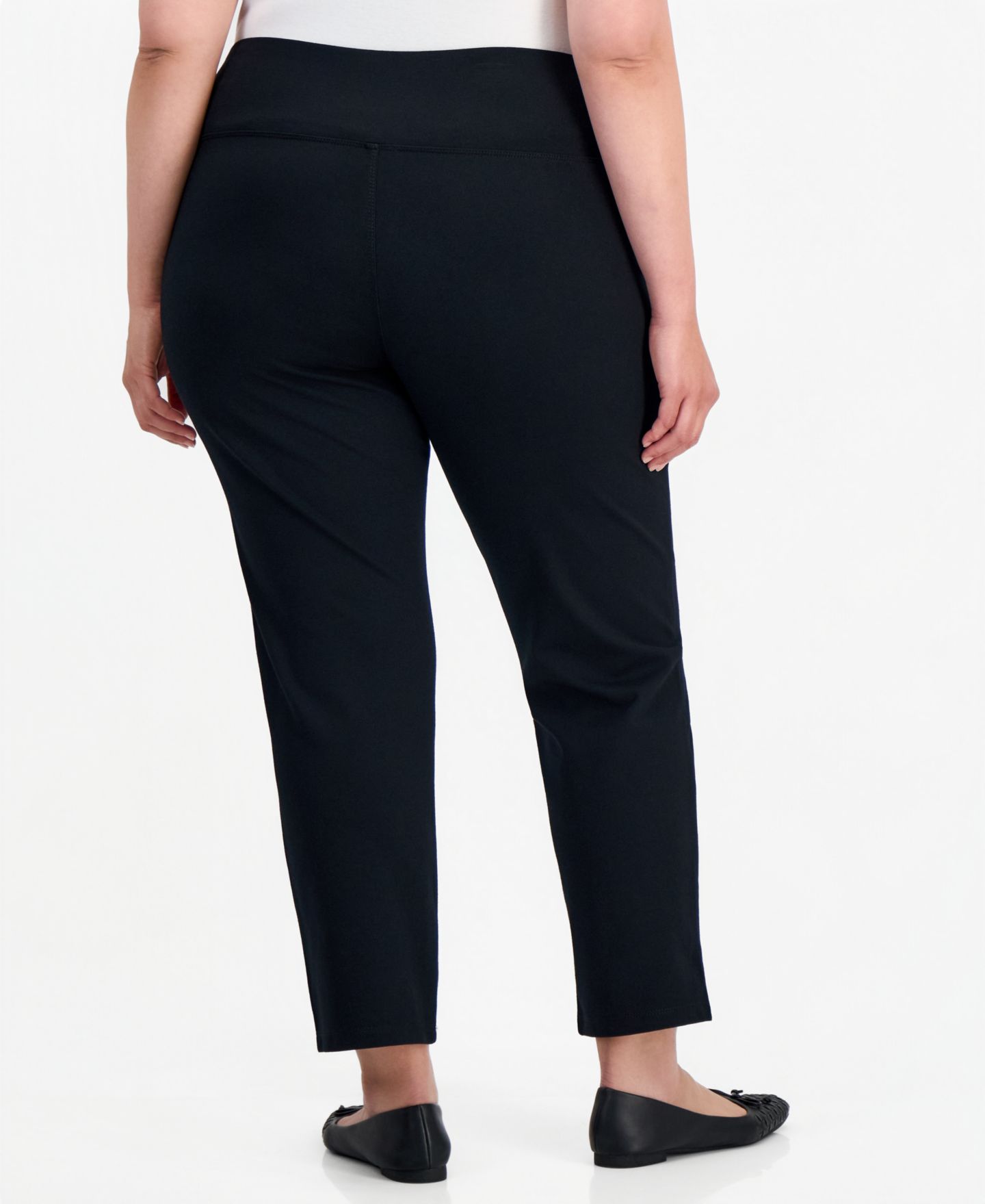 Женские брюки Style & Co Plus High-Rise Straight-Leg Ponte, цвет: Глубокий чёрный — фото 4