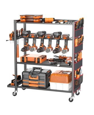 Rolling Power Tool Storage Cart Drill Organizer Rack Wheels