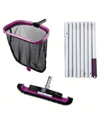 Pool Skimmer Net Brush Head Adjustable Pole Set