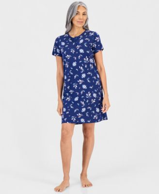 Women's Cotton Printed Henley Sleepshirt