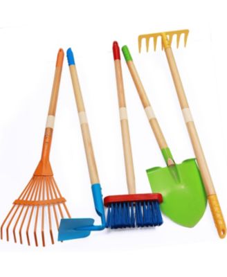 Kids Gardening Tools Set Shovel Rake Spade Hoe Broom Outdoor Yard Gifts