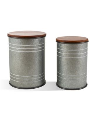 Modern Metal Storage Accent Table or Stool, Set of 2