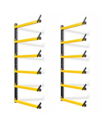 Lumber Rack Folding Wall-Mounted Metal 6-Level Heavy Duty Garage Organizer Wood Storage Indoor Outdoor