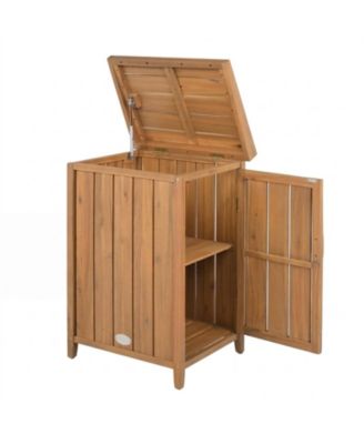 Acacia Wood Package Delivery Box with Openable Lid and Removable Shelf for Outdoor Use