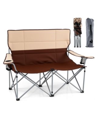 Double Camping Chair for Two with Cup Holders and Carry Bag, 660-lb Cap