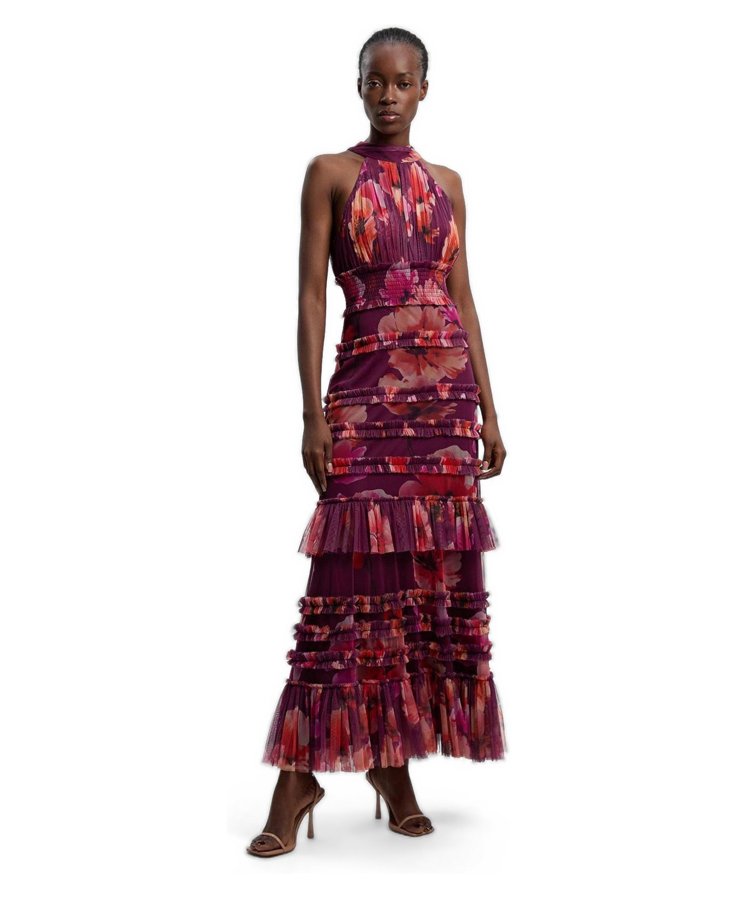 Women's Floral Tulle Maxi Dress