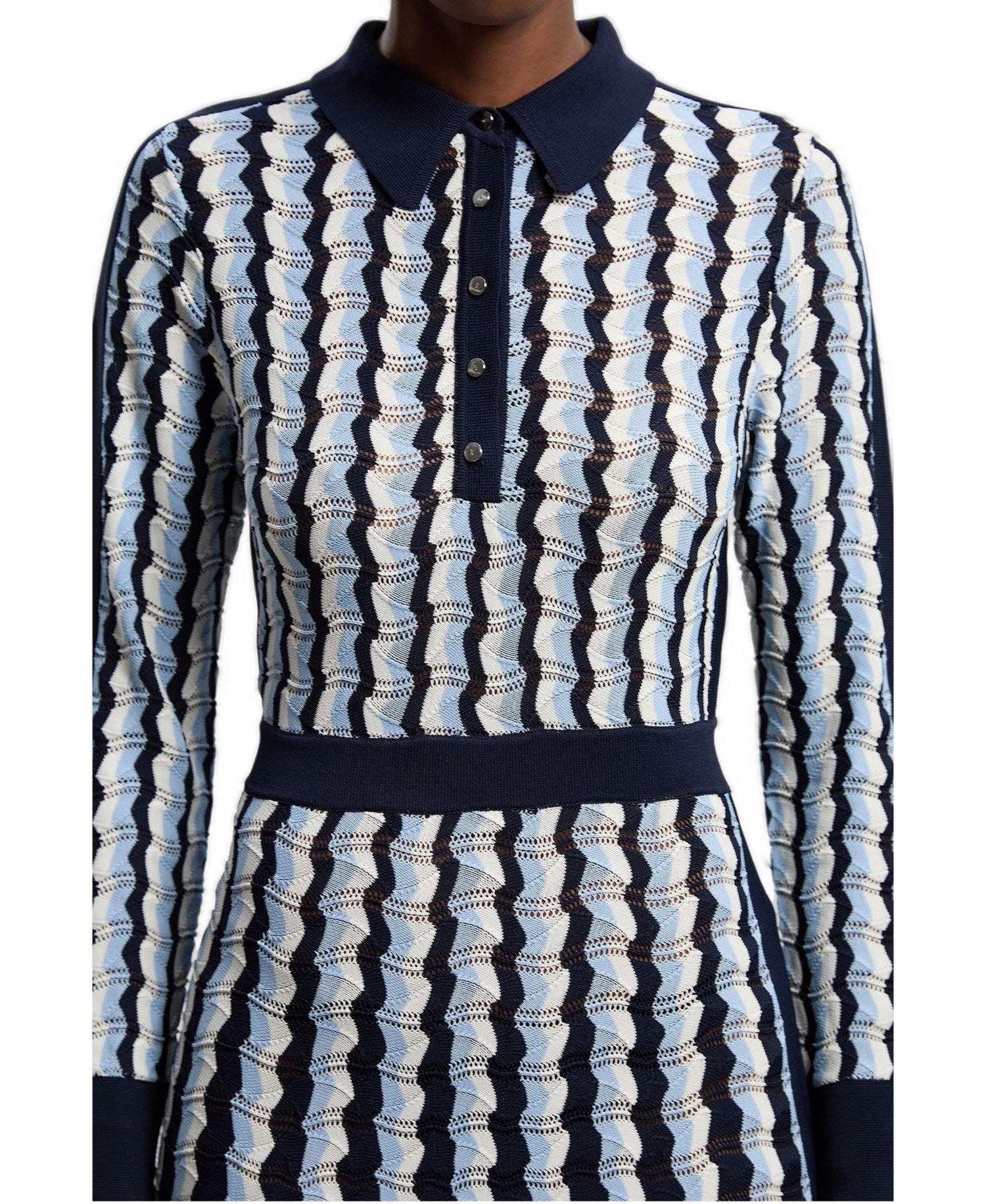 Women's Pointelle Collared Midi Dress
