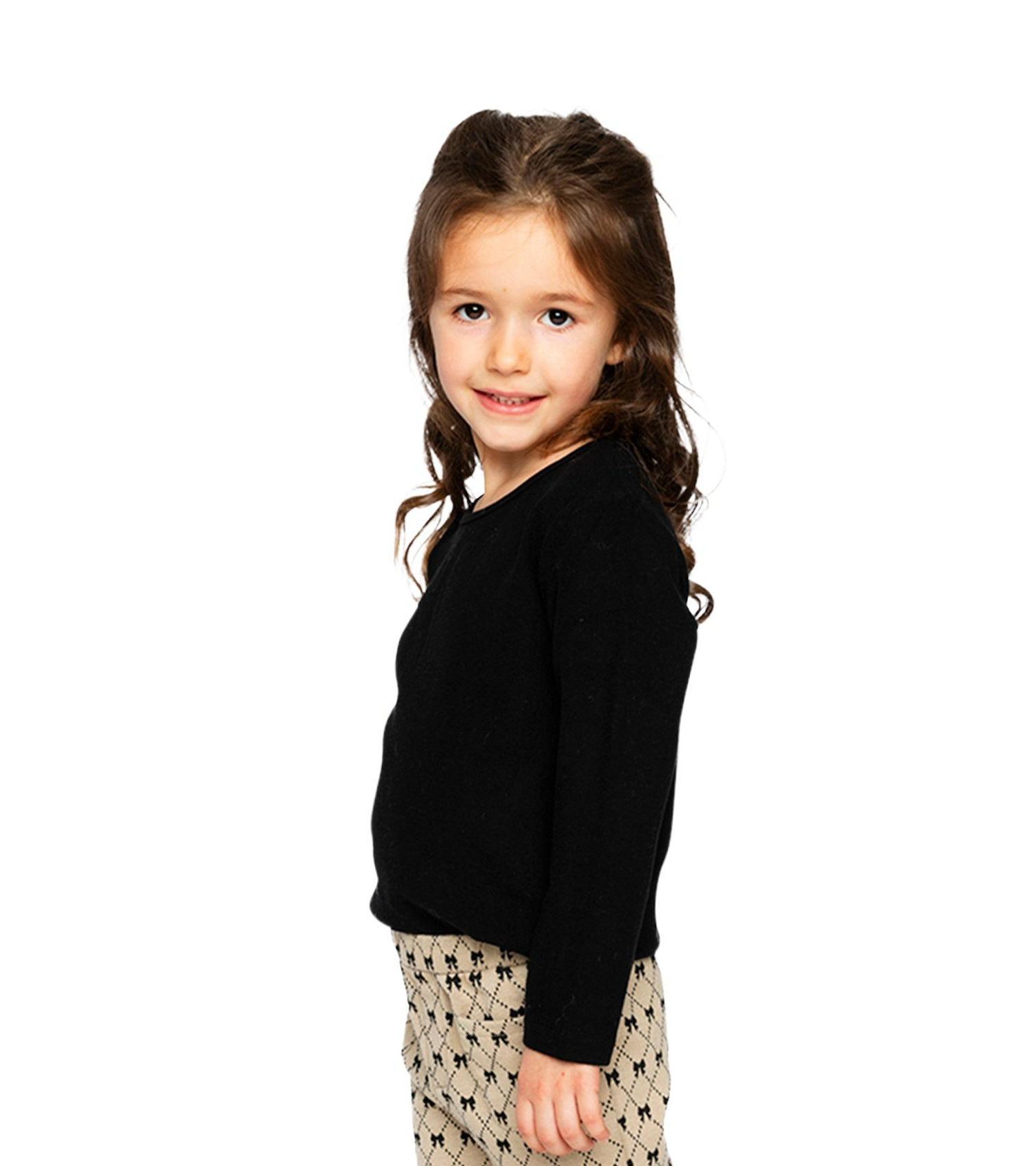 Little and Big Girl 6- 14 Brushed Rib Crew Neck Top