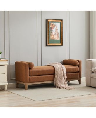 66.34'' Upholstered End of Bed Bench with Wood Frame and 2 Bolsters