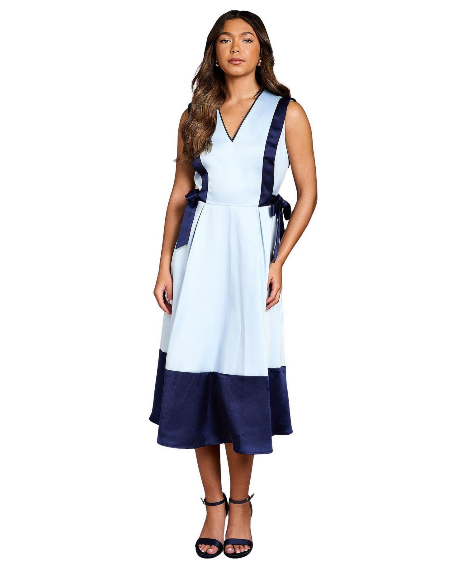 Women's Bow Satin Midi Dress