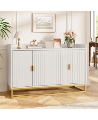 Fluted Sideboard with Storage Buffet Cabinet with Adjustable Shelves for Living Room Kitchen Entryway