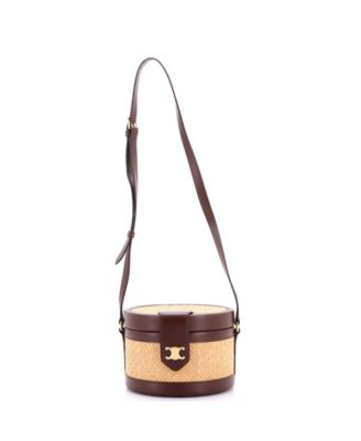 Medium Tambour Bag Triomphe Raffia and Leather