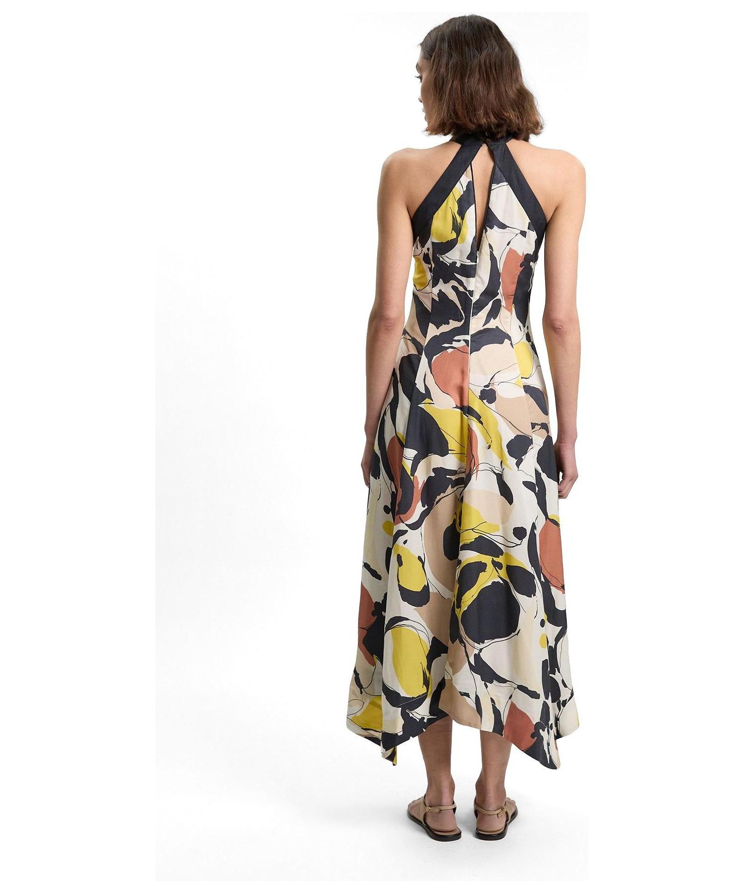 Women's Abstract Print Halter Maxi Dress