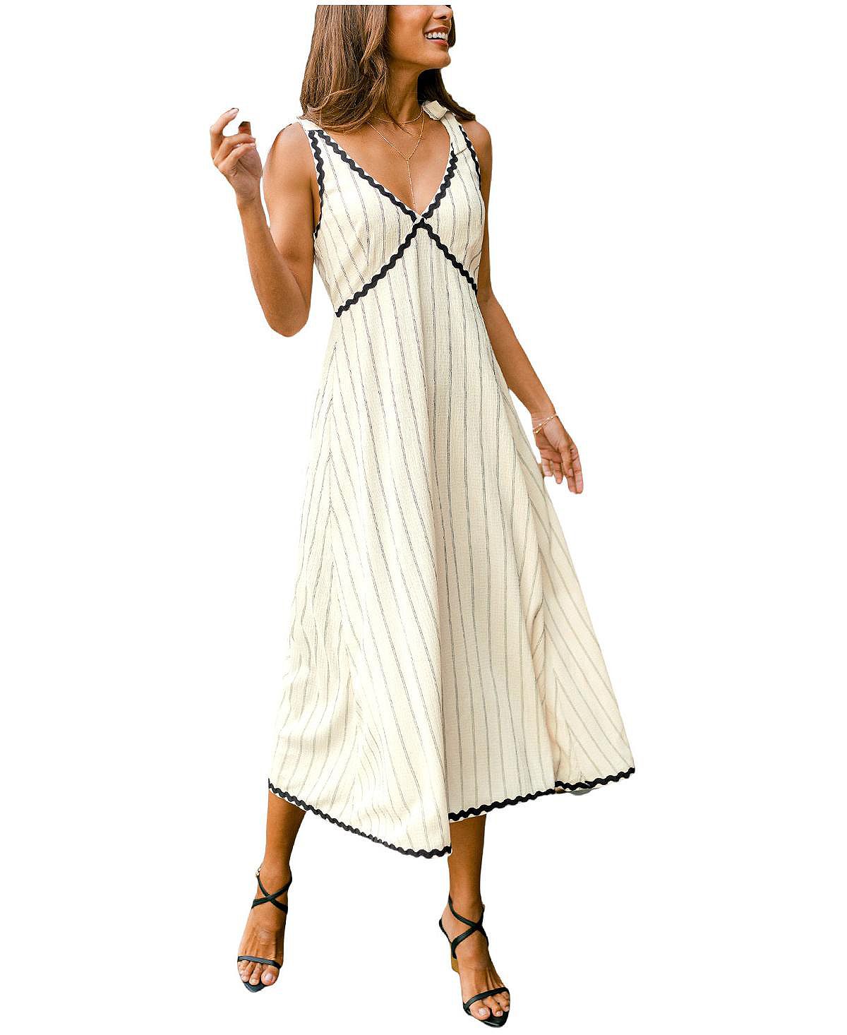 Cupshe Women's Paradise Valley Striped Midi Beach Dress view 2 — MAYCSS fashion products