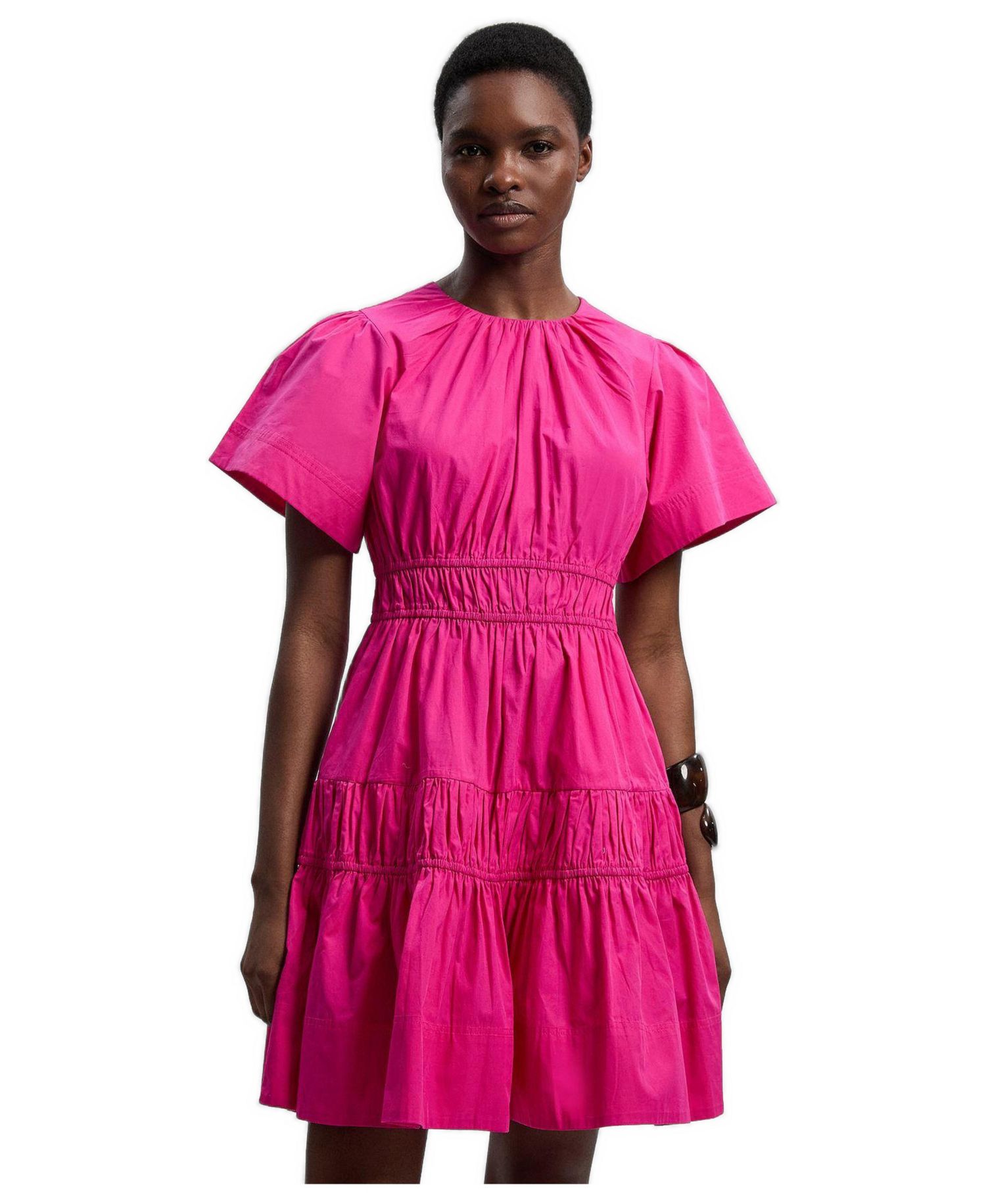 Women's Shirred Tiered Mini Dress