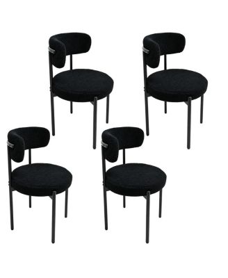  4-Piece Mid-Century Modern Dining Chair Set with Metal Legs