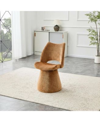  Modern Chenille Accent Chair with Hollow Back and Metal Base