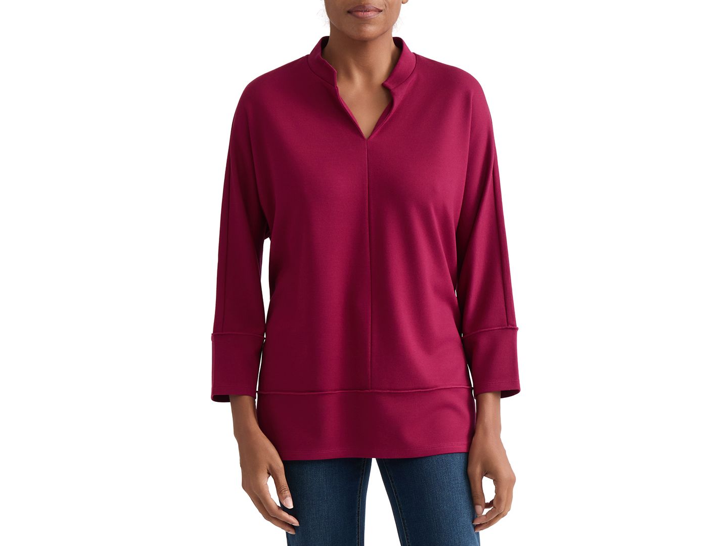 Женский топ Jones New York Johnny Collar Top, цвет: Ягодный красный — фото 1