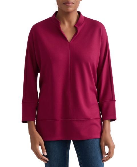 Женский топ Jones New York Johnny Collar Top, цвет: Ягодный красный