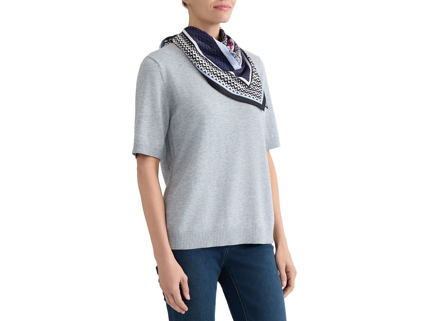 Женская футболка Jones New York Accent Rib Knit Scarf, цвет: Светлый меланжевый серый — фото 2
