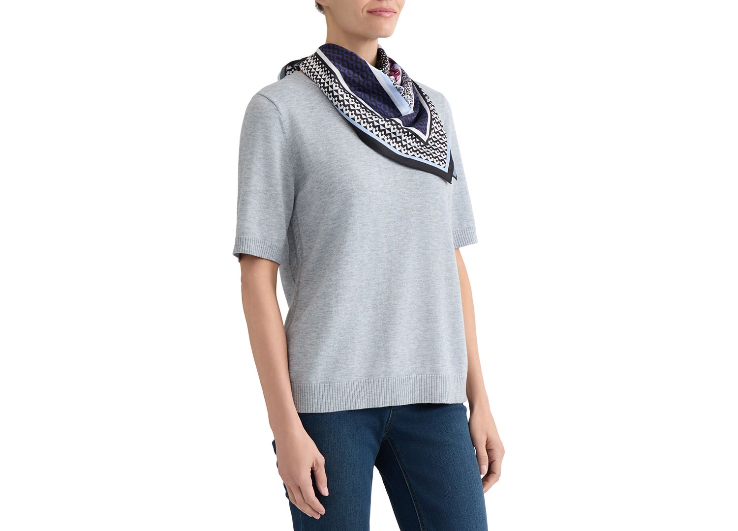 Women's Accent Rib Knit Scarf T-Shirt