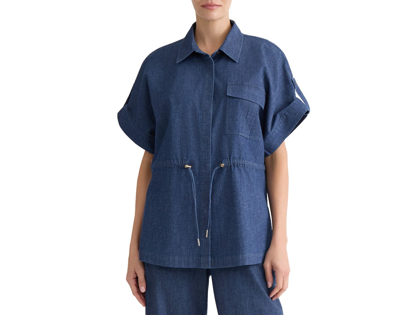 Женская рубашка Jones New York Button-Front Cinch Waist, цвет: Тёмная варка — фото 1
