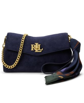 Scarf Trim Suede Small Crossbody Handbag