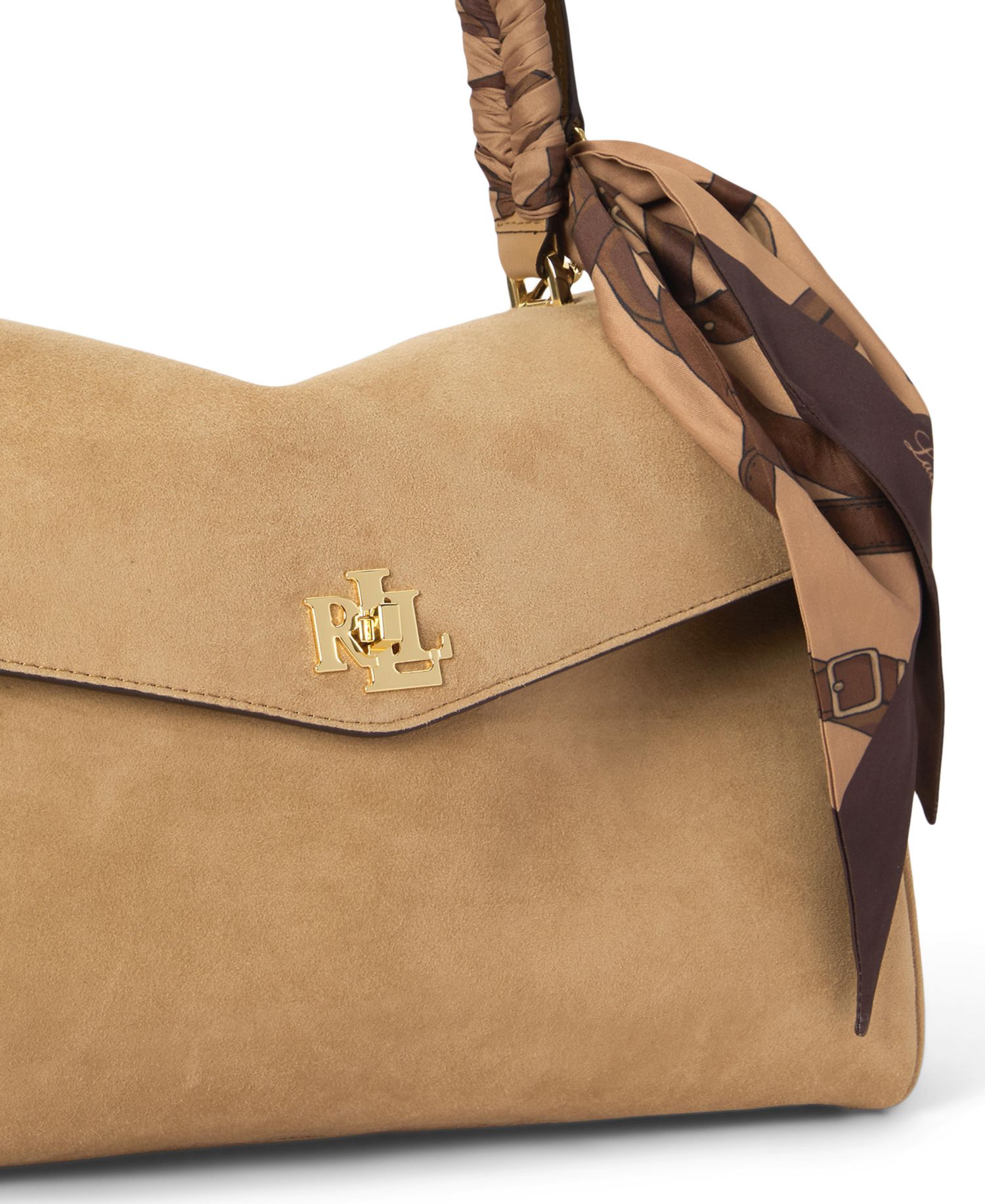 Farrah Suede Scarf Trim Medium Soft Satchel Bag