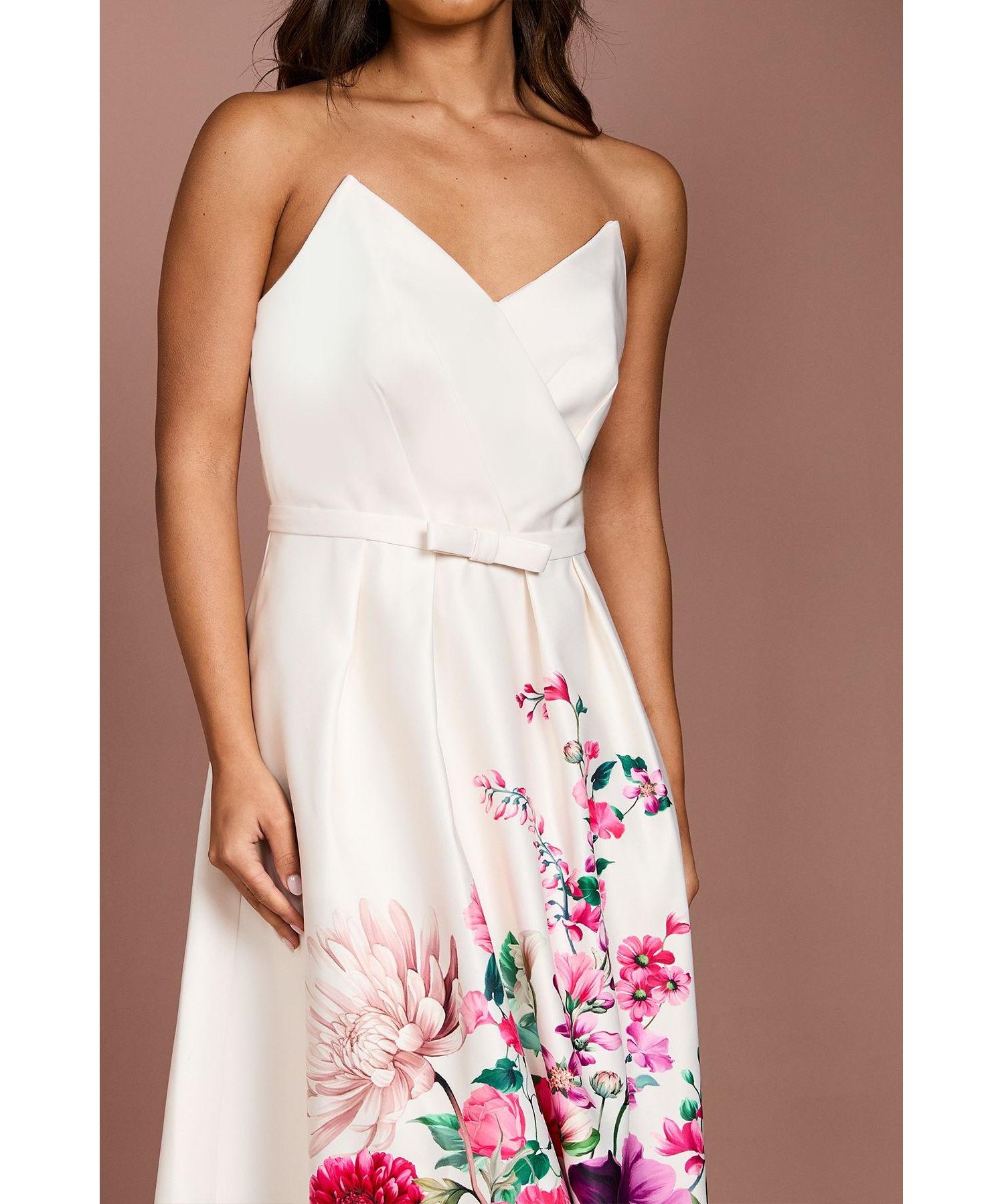 Women's Wired Bandeau Border Print Maxi Dress