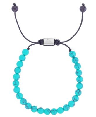 Men's Platinum-Plated Steel Turquoise Onyx Adjustable Bracelet