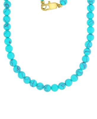 Quiksilver Men's 18k Gold-Plated Steel Yellow Lock Necklace - Gold/Aqua Blue