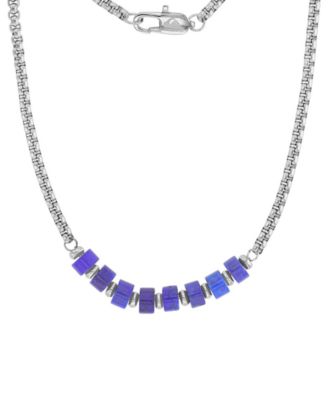 Quiksilver Mens Platinum-Plated Steel Lapis Box Chain Necklace - PlatinumBlue 95$