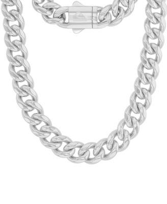 Quiksilver Mens Platinum-Plated Steel Miami Cuban Chain Necklace - Platinum 205$