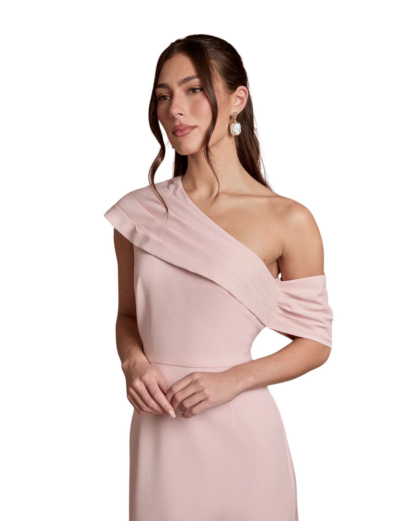 Женское платье Coast One-Shoulder Asymmetric Maxi, цвет: Пудровый — фото 4