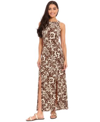Women's Crewneck Keyhole Back Maxi Dress