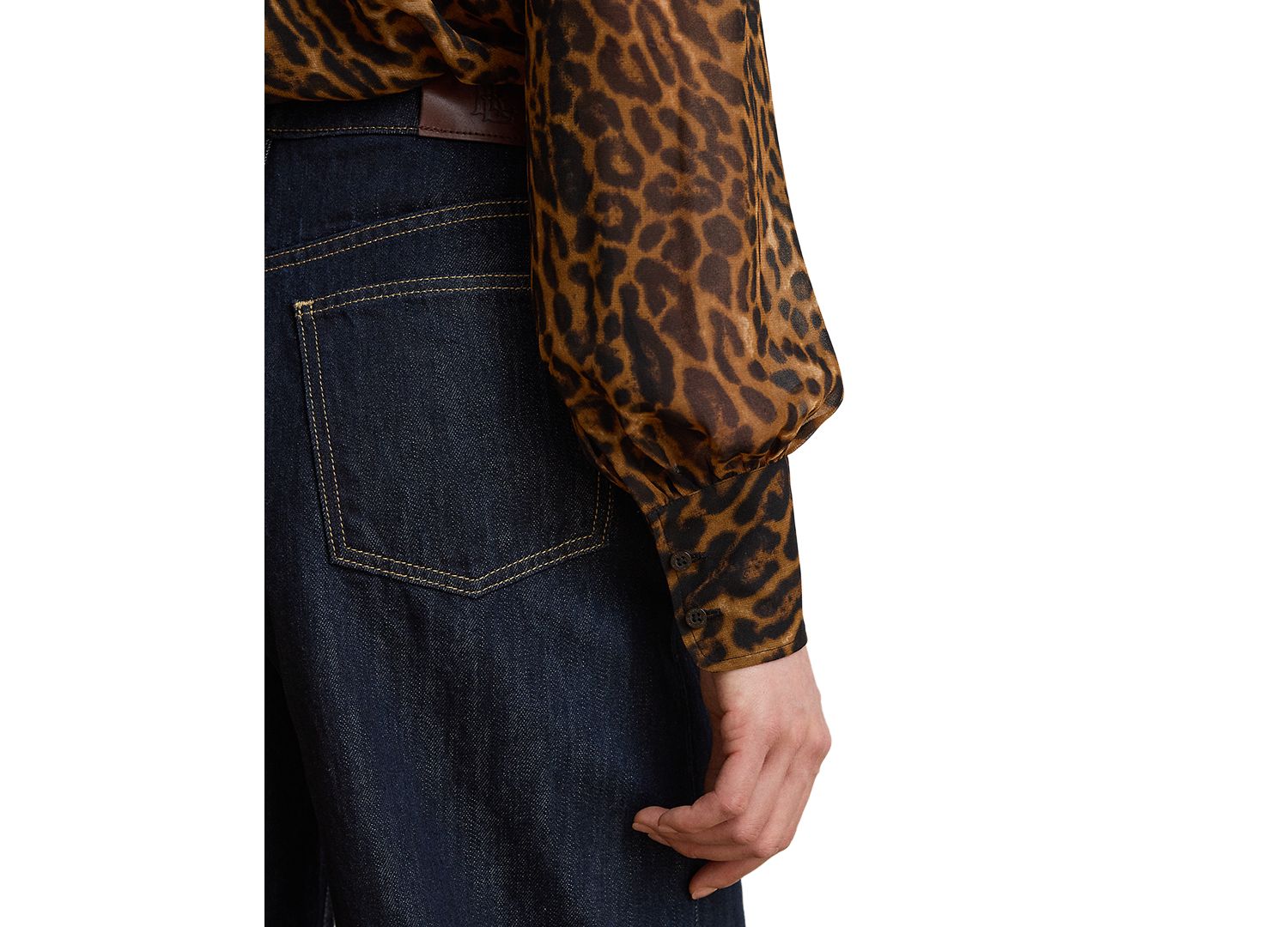 Petite Ocelot-Print Chiffon Tie-Neck Blouse