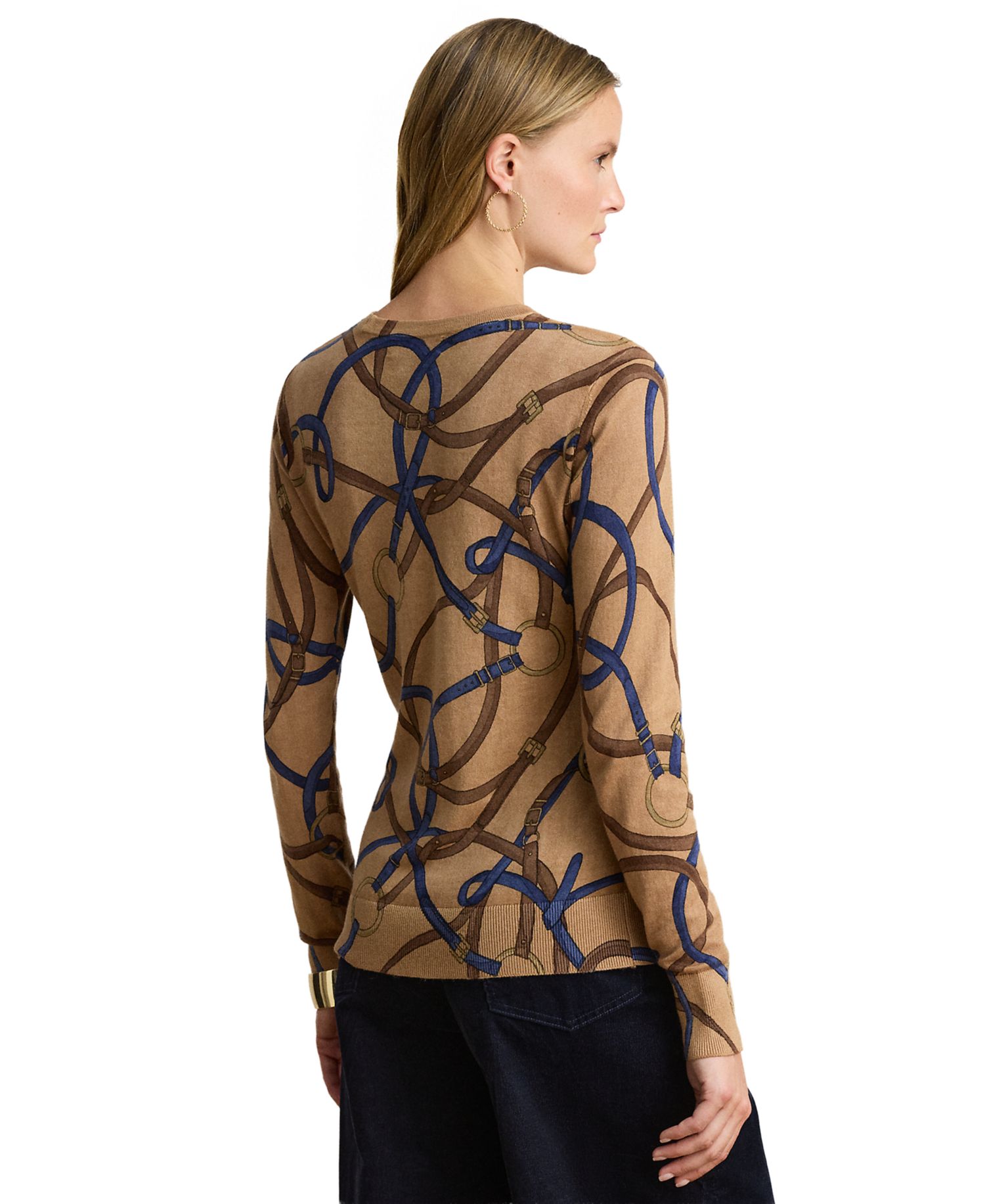 Petite Belting-Print Cotton-Modal Sweater