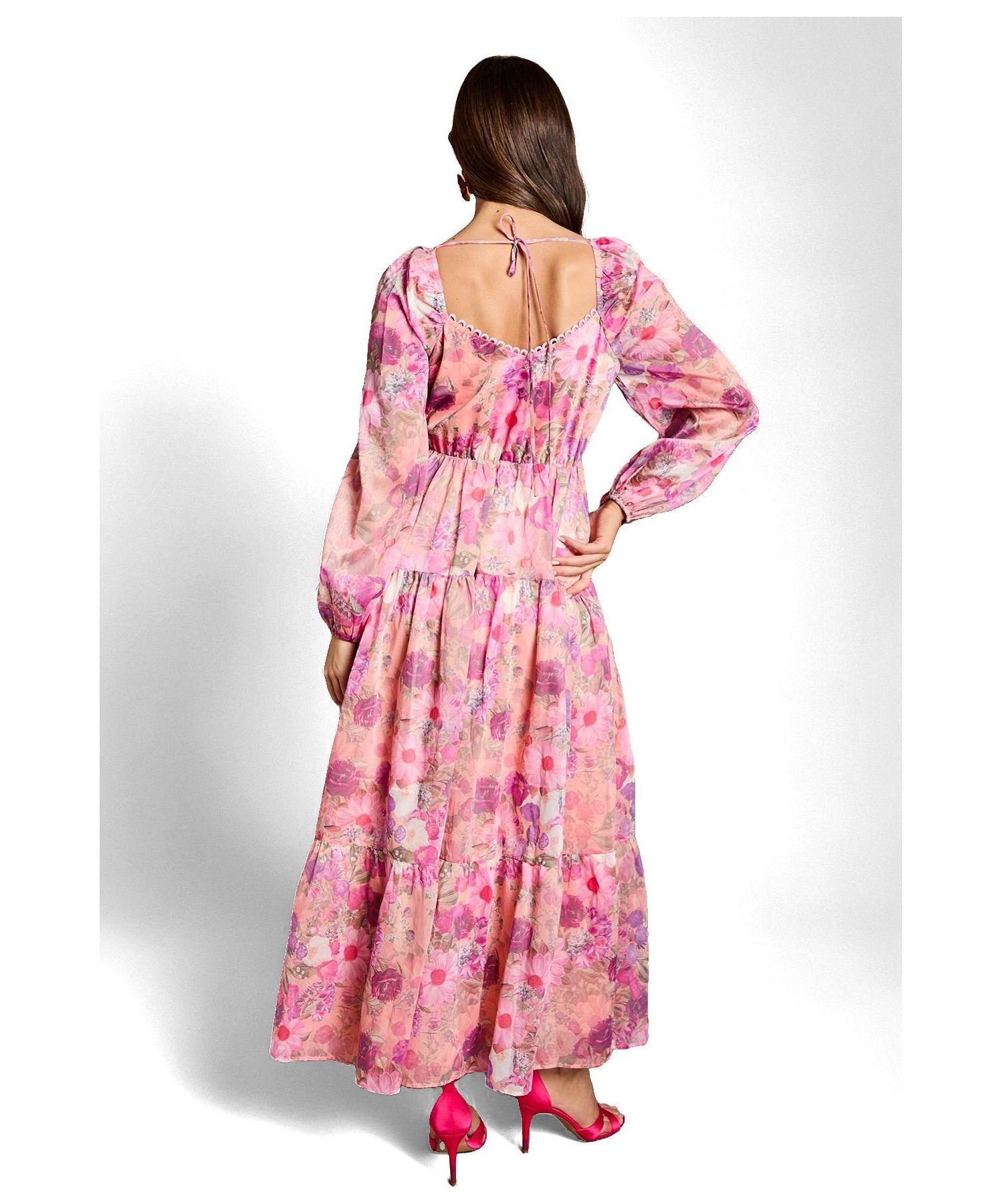 Women's Printed Fit and Flare Maxi Dress
