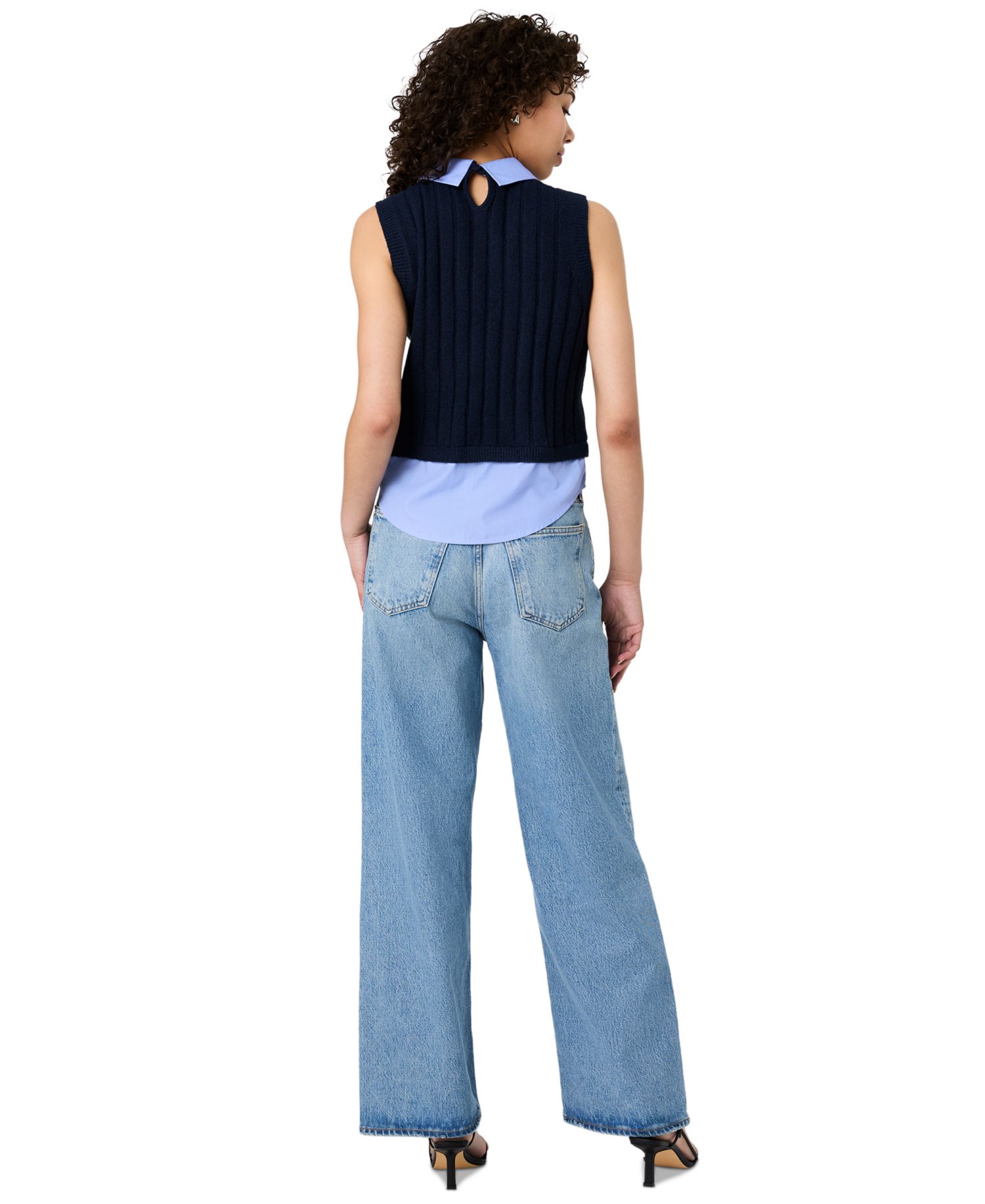 Women's Sleeveless Collared Keyhole Top