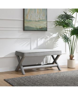 velvet Double Bench with X-Crossed Legs