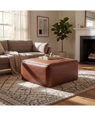  Upholstered Square PU Leather Ottoman