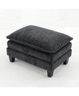 Rectangular Chenille Padded Ottoman Footstool
